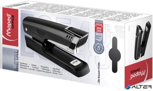 Tűzőgép, 24/6, 26/6, 20 lap, MAPED "Essentials Half-Strip", fekete