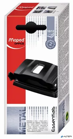 Lyukasztó, kétlyukú, 12 lap, fém, MAPED 'Essentials 12', fekete