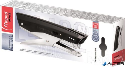 Tűzőgép, kézi, 24/6, 26/6, 20 lap, MAPED 'Essentials', fekete