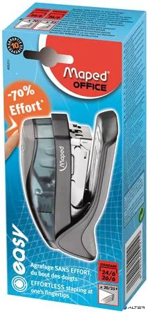 Tűzőgép, 24/6, 26/6, 20 lap, könnyített tűzés, dobozos, MAPED "Easy Half-Strip"