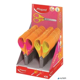   Olló, display, iskolai, 13 cm, MAPED "Soft Neon", vegyes színek