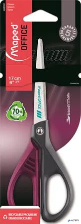 Olló, irodai, 17 cm, MAPED "Essentials Green Deco", vegyes színek