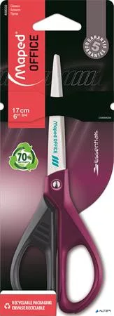Olló, irodai, 17 cm, MAPED "Essentials Green Deco", vegyes színek
