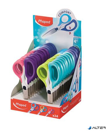 Olló display, iskolai, 13 cm, MAPED "Sensoft Asym", vegyes színek