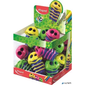   Hegyező display, kétlyukú, tartályos, MAPED 'Croc Croc', kukac, vegyes színek