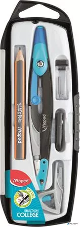 Körző készlet, 5 darabos, MAPED "Metal Open", vegyes színek