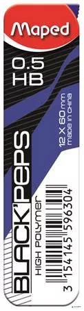 Grafitbél, 0,5 mm, HB, 2x12 szálas, MAPED "Black Peps"