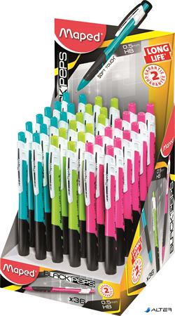 Nyomósirón display, 0,5 mm, MAPED "Long Life", vegyes színek