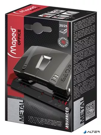 Lyukasztó, kétlyukú, 25 lap, fém, MAPED "Advanced", sötétbarna