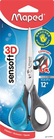 Olló, általános, 16 cm, balkezes, MAPED 'Sensoft 3D', vegyes színek