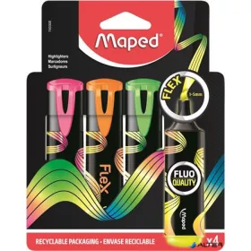   Szövegkiemelő készlet, 1-5 mm, MAPED 'Fluo Peps Flex', 4 különböző szín
