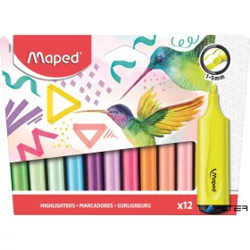   Szövegkiemelő készlet, 1-5 mm, MAPED "Fluo Peps Assorted", 12 különböző szín