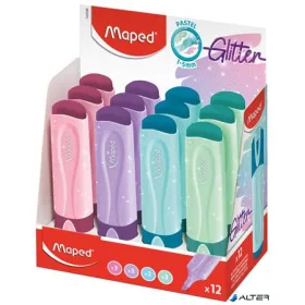   Szövegkiemelő display, 1-5 mm, MAPED 'Glitter Fluo Peps', vegyes pasztell színek