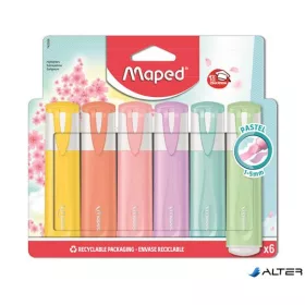   Szövegkiemelő készlet, 1-5 mm, MAPED "Fluo Peps Quality", 6 különböző pasztell szín