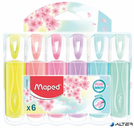 Szövegkiemelő készlet, 1-5 mm, MAPED "Fluo Peps Quality", 6 különböző pasztell szín