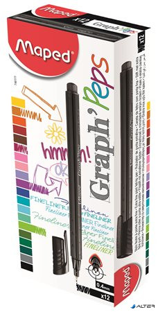 Tűfilc, 0,4 mm, MAPED "Graph'Peps", fekete
