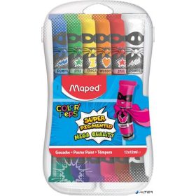Tempera készlet, 12 darabos, műanyag dobozban, MAPED