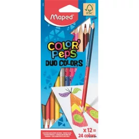   Színes ceruza készlet, kétvégű, háromszögletű, MAPED "Color'Peps Duo", 24 különböző szín