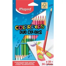   Színes ceruza készlet, háromszögletű, kétvégű, MAPED 'Color'Peps Duo', 36 különböző szín