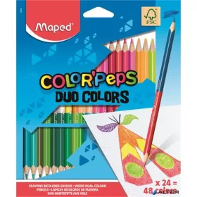   Színes ceruza készlet, háromszögletű, kétvégű, MAPED 'Color'Peps Duo', 48 különböző szín