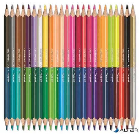 Színes ceruza készlet, háromszögletű, kétvégű, MAPED "Color'Peps Duo", 48 különböző szín