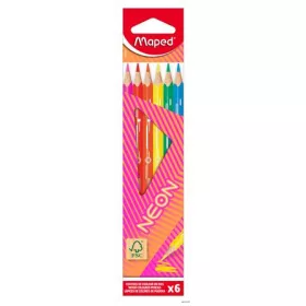   Színes ceruza készlet, háromszögletű, MAPED 'Neon', 6 különböző szín