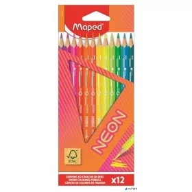   Színes ceruza készlet, háromszögletű, MAPED 'Neon', 12 különböző szín