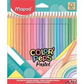   Színes ceruza készlet, háromszögletű, MAPED 'Color'Peps Pastel', 24 különböző pasztell szín