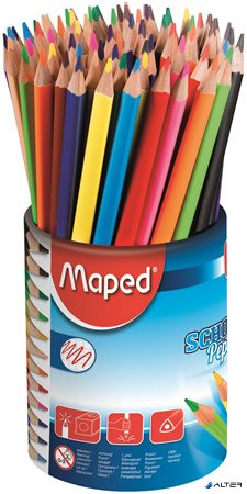 Színes ceruza készlet, háromszögletű, ceruzatartó, MAPED 'School Peps'