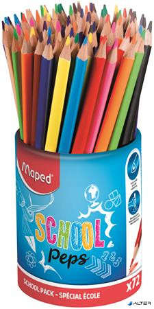 Színes ceruza készlet, háromszögletű, ceruzatartó, MAPED "School Peps"
