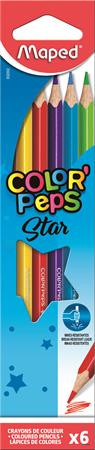 Színes ceruza készlet, háromszögletű, MAPED 'Color'Peps Star', 6 különböző szín