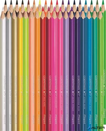 Színes ceruza készlet, háromszögletű, MAPED "Color'Peps Star", 36 különböző szín