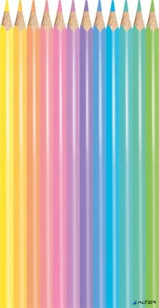 Színes ceruza készlet, háromszögletű, MAPED "Color'Peps Pastel", 12 különböző pasztell szín