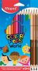 Színes ceruza készlet, háromszögletű, MAPED 'Color'Peps World', 12 különböző szín + 3 kétvégű bőrtónus ceruza
