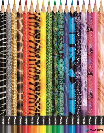 Színes ceruza készlet, háromszögletű, MAPED "Color'Peps Animal", 18 különböző szín