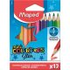 Színes ceruza készlet, háromszögletű, MAPED 'Color'Peps Star Mini', 12 különböző szín