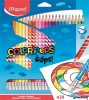 Színes ceruza készlet, háromszögletű, radírozható, MAPED 'Color'Peps Oops', 24 különböző szín