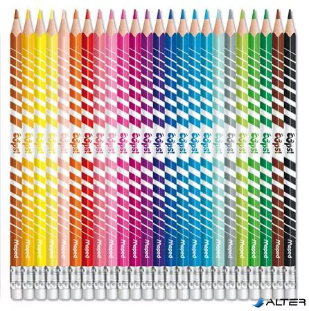 Színes ceruza készlet, háromszögletű, radírozható, MAPED "Color'Peps Oops", 24 különböző szín