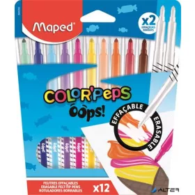   Filctoll készlet, 3,6 mm, törölhető, MAPED "Color'Peps Oops!", 10+2 különböző szín