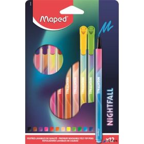   Filctoll készlet, 2,5 mm, kimosható, MAPED 'Nightfall', 12 különböző szín