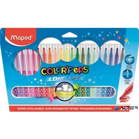   Filctoll készlet, mosható, MAPED "Color'Peps Long Life", 24 különböző szín