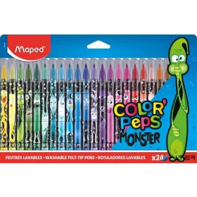   Filctoll készlet, 2,8 mm, kimosható, MAPED "Color'Peps Monster" 24 különböző szín