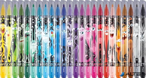 Filctoll készlet, 2,8 mm, kimosható, MAPED "Color'Peps Monster" 24 különböző szín