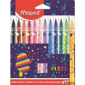   Filctoll készlet, 2,8 mm, kimosható, MAPED "Pixel Party", 12 különböző szín