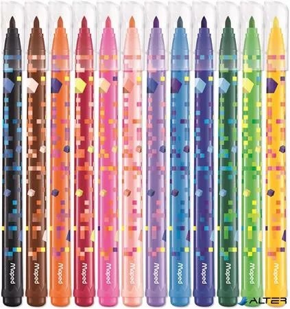 Filctoll készlet, 2,8 mm, kimosható, MAPED "Pixel Party", 12 különböző szín