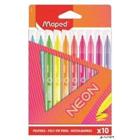   Filctoll készlet, 2,8 mm, kimosható, MAPED "Neon", 10 különböző szín