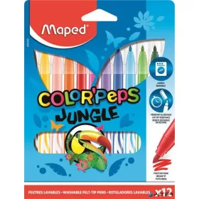   Filctoll készlet, 2,8 mm, kimosható, MAPED "Color'Peps Jungle", 12 különböző szín