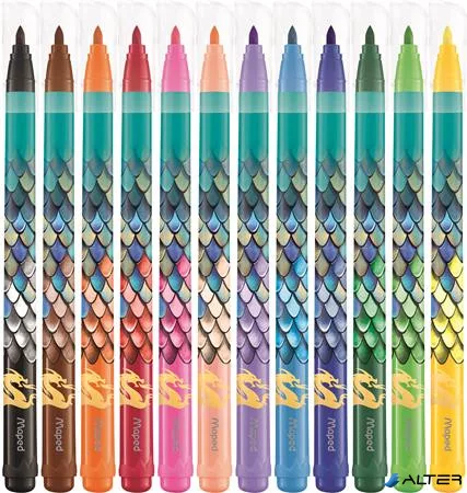 Filctoll készlet, 2,8 mm, kimosható, MAPED „Dragon sárkány”, 12 különböző szín