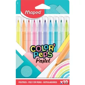   Filctoll készlet, 2,8 mm, kimosható, MAPED "Color'Peps Pastel", 10 különböző pasztell szín