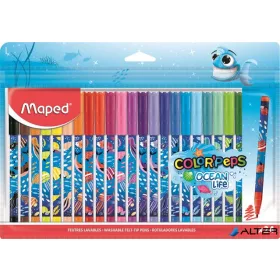   Filctoll készlet, 2 mm, kimosható, MAPED 'Color'Peps Ocean Life', 24 különböző szín